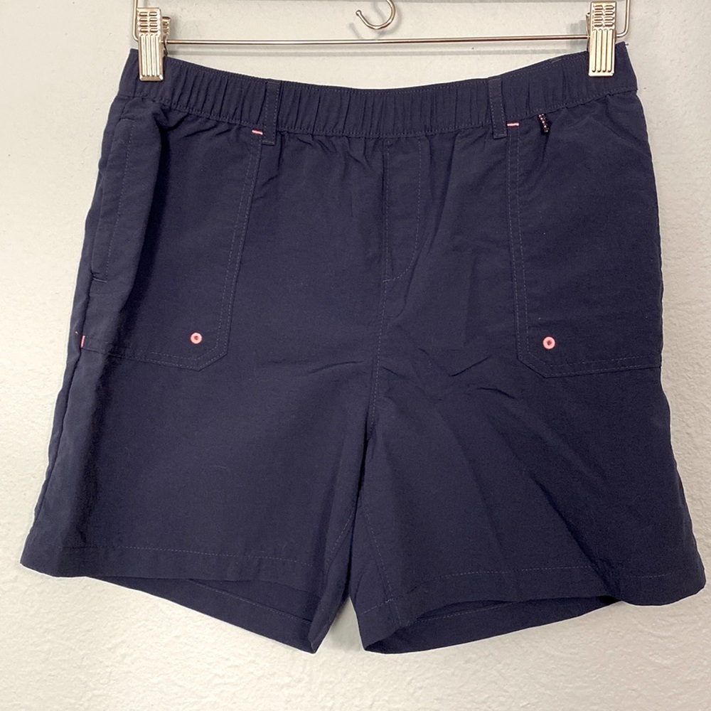 Lands' End Girls Size XL 16 Nylon Hiking Active Summer Shorts Blue w/ Pink Trim